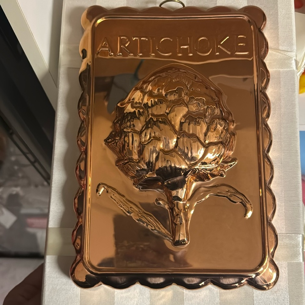 Copper Rect. Artichoke wall decor . $20.00 EACH. SIZE 10 1/2 X 7 1/3
